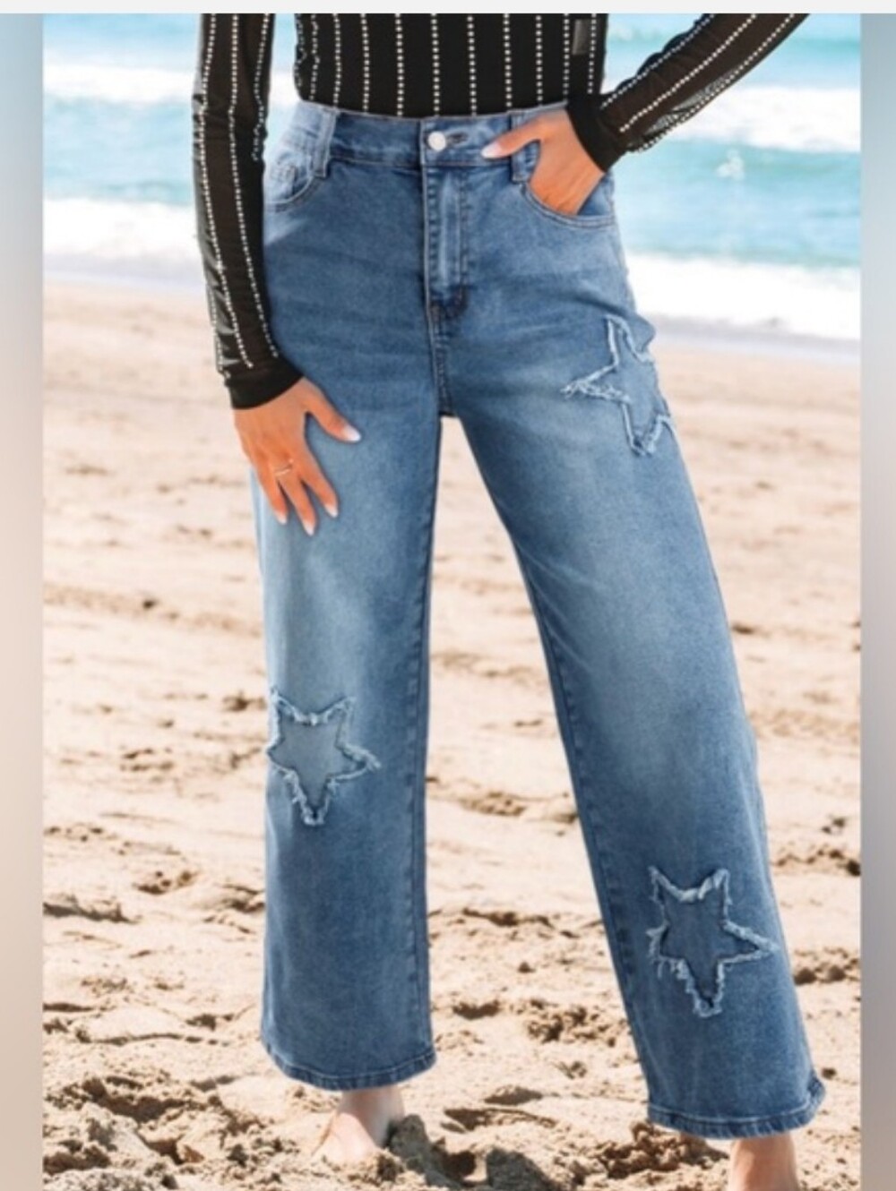 Blue Star Patch Jeans ✨